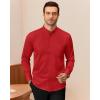 J.VER Men’s Banded Collar Dress Shirt Mandarin Long Sleeve Button Down Shirts Stretch Collarless Tops with Pocket(Red)