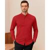 J.VER Men’s Banded Collar Dress Shirt Mandarin Long Sleeve Button Down Shirts Stretch Collarless Tops with Pocket(Red)