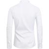 J.VER Men’s Banded Collar Dress Shirt Mandarin Long Sleeve Button Down Shirts Stretch Collarless Tops with Pocket(White)