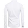 J.VER Men’s Banded Collar Dress Shirt Mandarin Long Sleeve Button Down Shirts Stretch Collarless Tops with Pocket(White Black)
