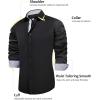 J.VER Men’s Casual Long Sleeve Stretch Dress Shirt Wrinkle-Free Regular Fit Button Down Shirts(Black White)
