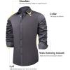 J.VER Men’s Casual Long Sleeve Stretch Dress Shirt Wrinkle-Free Regular Fit Button Down Shirts(Grey Grey)