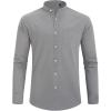 J.VER Men’s Cotton Linen Long Sleeve Shirts Casual Button Down Banded Collar Shirt Beach Summer Tops with Pocket(Dark Grey)