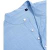 J.VER Men’s Cotton Linen Long Sleeve Shirts Casual Button Down Banded Collar Shirt Beach Summer Tops with Pocket(Light Blue)