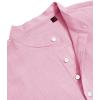 J.VER Men’s Cotton Linen Long Sleeve Shirts Casual Button Down Banded Collar Shirt Beach Summer Tops with Pocket(Light Pink)