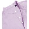 J.VER Men’s Cotton Linen Long Sleeve Shirts Casual Button Down Banded Collar Shirt Beach Summer Tops with Pocket(Light Purple)