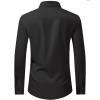 J.VER Men’s Dress Shirts Stretch Long Sleeve Formal Shirt Solid Business Casual Button Down Shirts for Wedding Prom(Black)