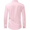J.VER Men’s Dress Shirts Stretch Long Sleeve Formal Shirt Solid Business Casual Button Down Shirts for Wedding Prom(Pink)