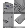 J.VER Men’s Dress Shirts Stretch Long Sleeve Formal Shirt Solid Business Casual Button Down Shirts for Wedding Prom(Silver Grey)