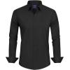 J.VER Men’s Dress Shirts Stretch Stain Shield Long Sleeve Solid Formal Shirt Business Casual Button Down Shirts(Black)