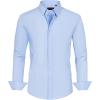 J.VER Men’s Dress Shirts Stretch Stain Shield Long Sleeve Solid Formal Shirt Business Casual Button Down Shirts(Blue)
