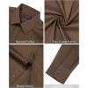 J.VER Men’s Dress Shirts Stretch Stain Shield Long Sleeve Solid Formal Shirt Business Casual Button Down Shirts(Brown)