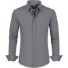 J.VER Men’s Dress Shirts Stretch Stain Shield Long Sleeve Solid Formal Shirt Business Casual Button Down Shirts(Grey)