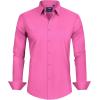 J.VER Men’s Dress Shirts Stretch Stain Shield Long Sleeve Solid Formal Shirt Business Casual Button Down Shirts(Hot Pink)