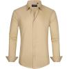 J.VER Men’s Dress Shirts Stretch Stain Shield Long Sleeve Solid Formal Shirt Business Casual Button Down Shirts(Khaki)