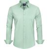 J.VER Men’s Dress Shirts Stretch Stain Shield Long Sleeve Solid Formal Shirt Business Casual Button Down Shirts(Light Green)