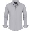 J.VER Men’s Dress Shirts Stretch Stain Shield Long Sleeve Solid Formal Shirt Business Casual Button Down Shirts(Light Grey)