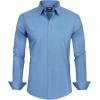 J.VER Men’s Dress Shirts Stretch Stain Shield Long Sleeve Solid Formal Shirt Business Casual Button Down Shirts(Mist Blue)