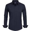 J.VER Men’s Dress Shirts Stretch Stain Shield Long Sleeve Solid Formal Shirt Business Casual Button Down Shirts(Navy Blue)