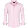 J.VER Men’s Dress Shirts Stretch Stain Shield Long Sleeve Solid Formal Shirt Business Casual Button Down Shirts(Pink)