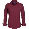 J.VER Men’s Dress Shirts Stretch Stain Shield Long Sleeve Solid Formal Shirt Business Casual Button Down Shirts(Wine Red)