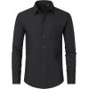 J.VER Men’s Dress Shirts Wrinkle Free Long Sleeve Formal Shirt Solid Business Casual Button Down Shirts for Wedding Prom(Black)