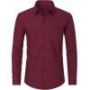 J.VER Men’s Dress Shirts Wrinkle Free Long Sleeve Formal Shirt Solid Business Casual Button Down Shirts for Wedding Prom(Burgundy)