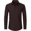 J.VER Men’s Dress Shirts Wrinkle Free Long Sleeve Formal Shirt Solid Business Casual Button Down Shirts for Wedding Prom(Dark Brown)