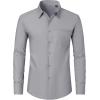 J.VER Men’s Dress Shirts Wrinkle Free Long Sleeve Formal Shirt Solid Business Casual Button Down Shirts for Wedding Prom(Light Gray)