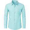 J.VER Men’s Dress Shirts Wrinkle Free Long Sleeve Formal Shirt Solid Business Casual Button Down Shirts for Wedding Prom(Mint Blue)