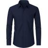 J.VER Men’s Dress Shirts Wrinkle Free Long Sleeve Formal Shirt Solid Business Casual Button Down Shirts for Wedding Prom(Navy Blue)