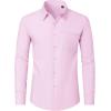 J.VER Men’s Dress Shirts Wrinkle Free Long Sleeve Formal Shirt Solid Business Casual Button Down Shirts for Wedding Prom(Pink)
