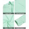 J.VER Men’s Linen Roll Up Long Sleeve Shirt Cotton Casual Beach Shirts Henley T-Shirt Band Collar Vacation Tops with Pocket(Mint Green)