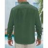 J.VER Men’s Linen Shirts Casual Button Down Long Sleeve Shirt Solid Spread Collar Summer Beach Shirts with Pocket(Army Green)
