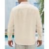 J.VER Men’s Linen Shirts Casual Button Down Long Sleeve Shirt Solid Spread Collar Summer Beach Shirts with Pocket(Beige)