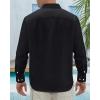 J.VER Men’s Linen Shirts Casual Button Down Long Sleeve Shirt Solid Spread Collar Summer Beach Shirts with Pocket(Black)