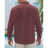 J.VER Men’s Linen Shirts Casual Button Down Long Sleeve Shirt Solid Spread Collar Summer Beach Shirts with Pocket(Burgundy)