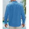 J.VER Men’s Linen Shirts Casual Button Down Long Sleeve Shirt Solid Spread Collar Summer Beach Shirts with Pocket(Cobalt Blue)