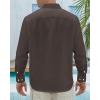J.VER Men’s Linen Shirts Casual Button Down Long Sleeve Shirt Solid Spread Collar Summer Beach Shirts with Pocket(Coffee)