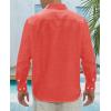 J.VER Men’s Linen Shirts Casual Button Down Long Sleeve Shirt Solid Spread Collar Summer Beach Shirts with Pocket(Coral)