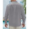 J.VER Men’s Linen Shirts Casual Button Down Long Sleeve Shirt Solid Spread Collar Summer Beach Shirts with Pocket(Dark Grey)