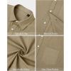 J.VER Men’s Linen Shirts Casual Button Down Long Sleeve Shirt Solid Spread Collar Summer Beach Shirts with Pocket(Dark Khaki)