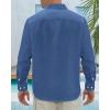 J.VER Men’s Linen Shirts Casual Button Down Long Sleeve Shirt Solid Spread Collar Summer Beach Shirts with Pocket(Denim Blue)