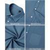 J.VER Men’s Linen Shirts Casual Button Down Long Sleeve Shirt Solid Spread Collar Summer Beach Shirts with Pocket(Grey Blue)