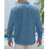 J.VER Men’s Linen Shirts Casual Button Down Long Sleeve Shirt Solid Spread Collar Summer Beach Shirts with Pocket(Grey Blue)