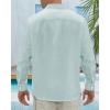 J.VER Men’s Linen Shirts Casual Button Down Long Sleeve Shirt Solid Spread Collar Summer Beach Shirts with Pocket(Grey Green)