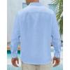J.VER Men’s Linen Shirts Casual Button Down Long Sleeve Shirt Solid Spread Collar Summer Beach Shirts with Pocket(Light Blue)