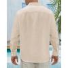 J.VER Men’s Linen Shirts Casual Button Down Long Sleeve Shirt Solid Spread Collar Summer Beach Shirts with Pocket(Light Khaki)