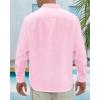 J.VER Men’s Linen Shirts Casual Button Down Long Sleeve Shirt Solid Spread Collar Summer Beach Shirts with Pocket(Light Pink)