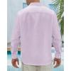J.VER Men’s Linen Shirts Casual Button Down Long Sleeve Shirt Solid Spread Collar Summer Beach Shirts with Pocket(Light Purple)
